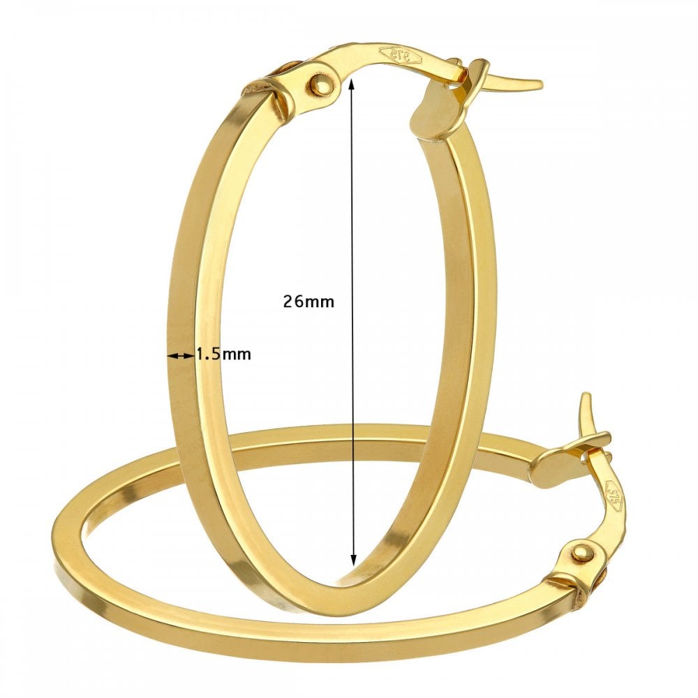 9ct Yellow Gold Diamond-Cut Edge Creole Hoop Earrings