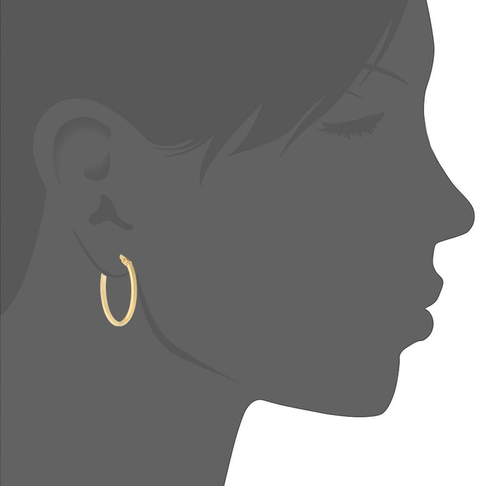 9ct Yellow Gold Diamond-Cut Edge Creole Hoop Earrings