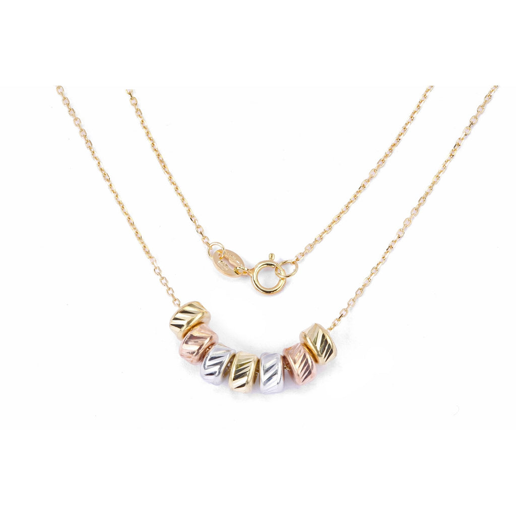 3 Colour Gold Circle Charm Necklace 9ct Gold | Prime Jewellery