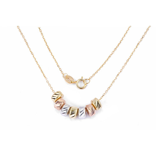 3 Colour Gold Circle Charm Necklace 9ct Gold | Prime Jewellery