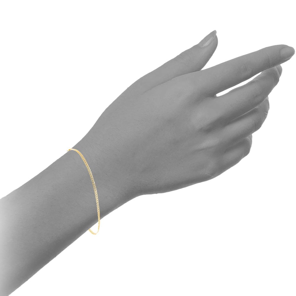 9ct Yellow Gold Curb Bracelet of 19cm Length Weight of 1.2g