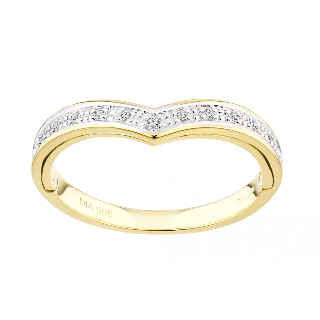 9ct Gold Natural Diamond I Love You Wishbone Ring with Hidden Message