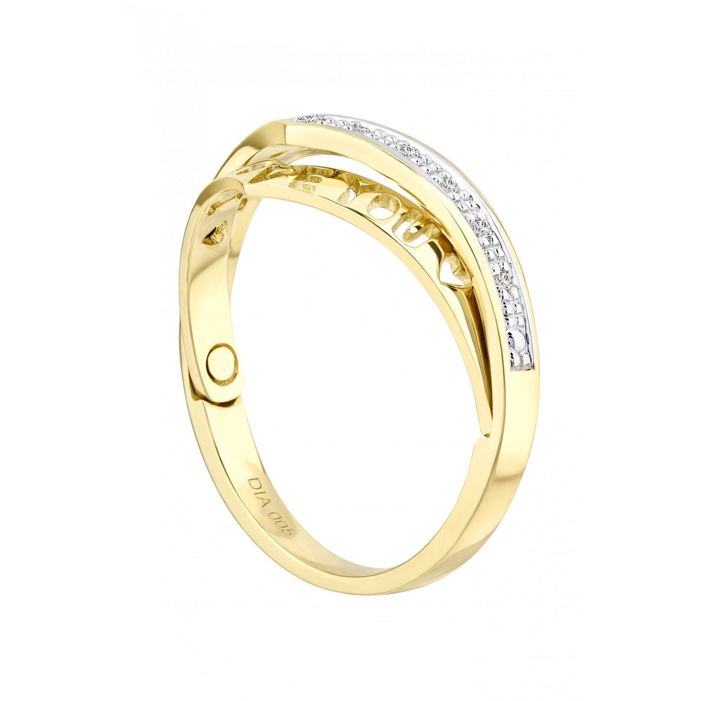 9ct Gold Natural Diamond I Love You Wishbone Ring with Hidden Message