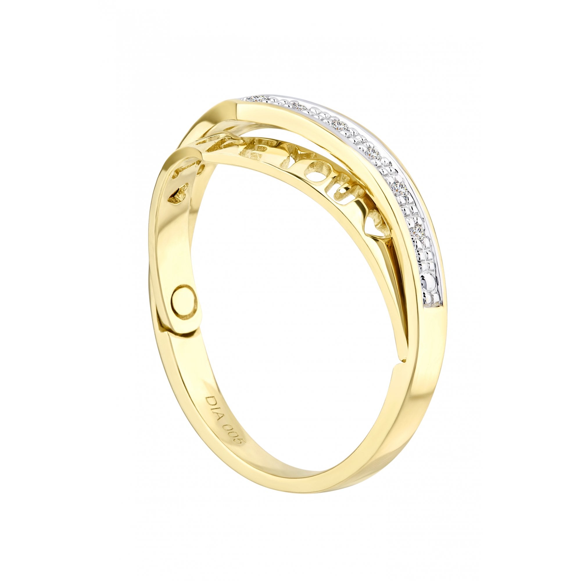 9ct Gold Natural Diamond I Love You Wishbone Ring with Hidden Message
