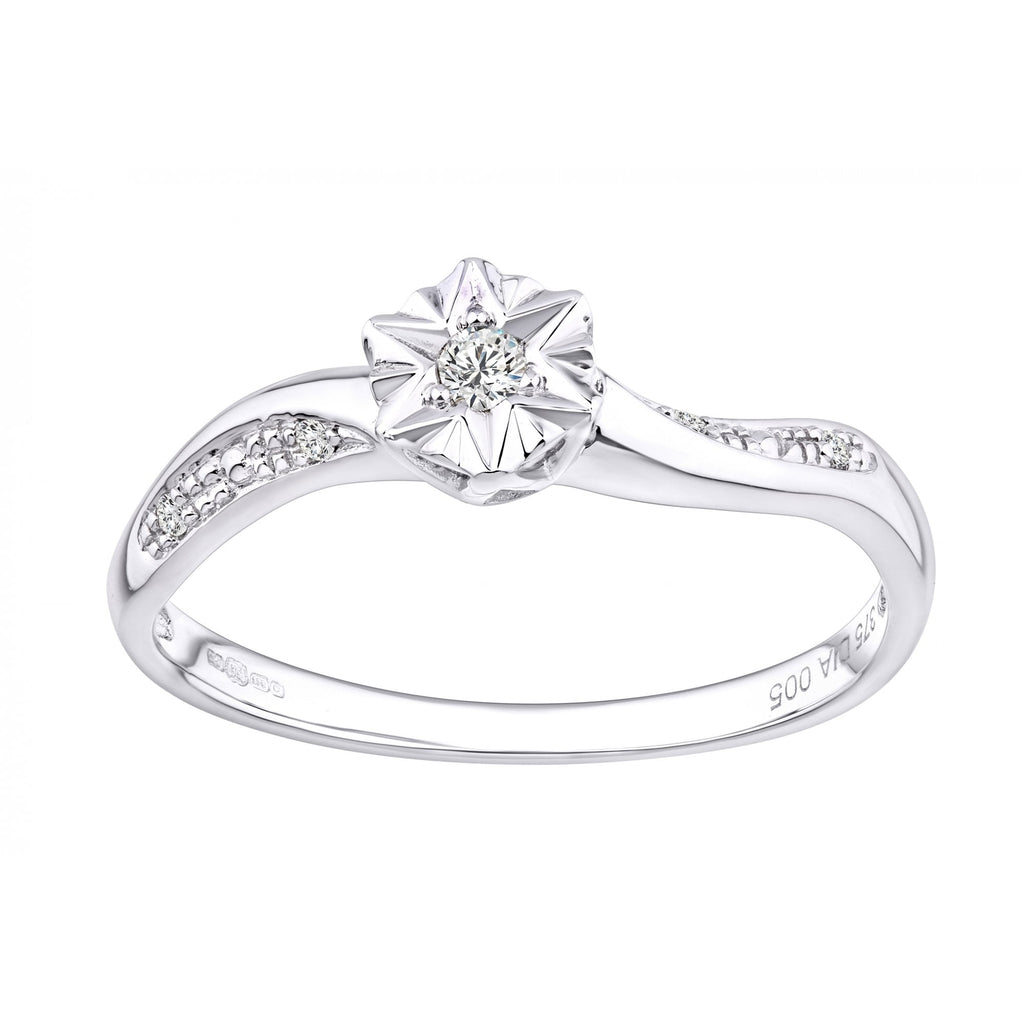 9ct White Gold Natural Diamond Engagement Ring