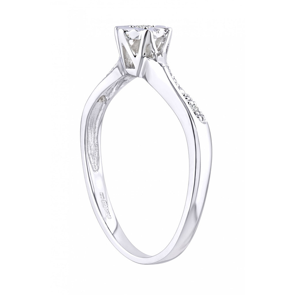9ct White Gold Natural Diamond Engagement Ring