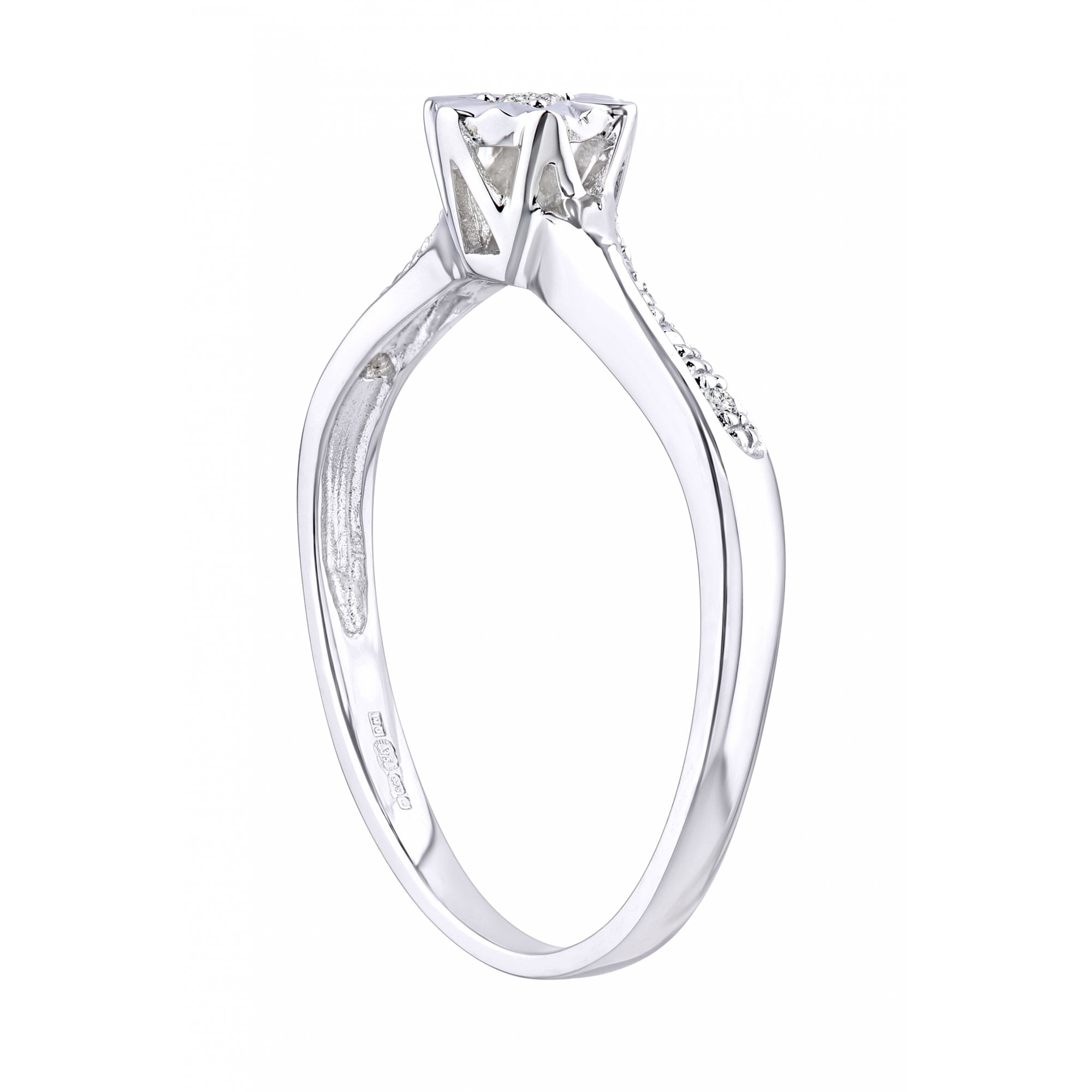 9ct White Gold Natural Diamond Engagement Ring