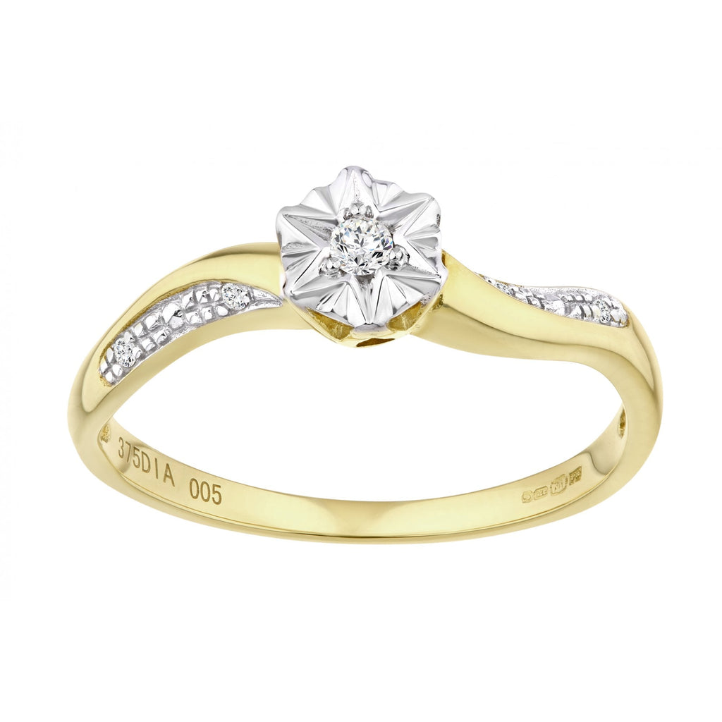 9ct Gold Natural Diamond Engagement Ring