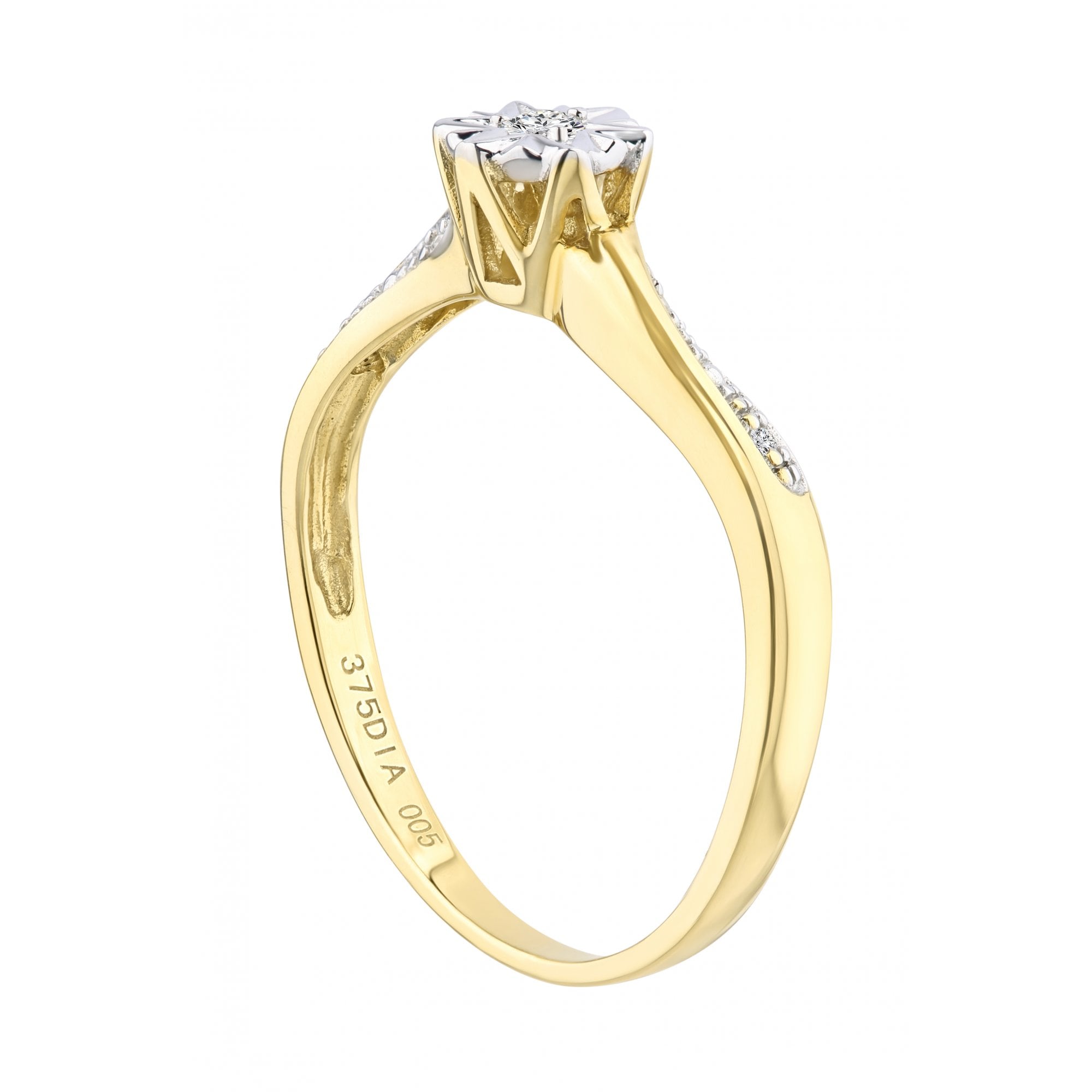 9ct Gold Natural Diamond Engagement Ring