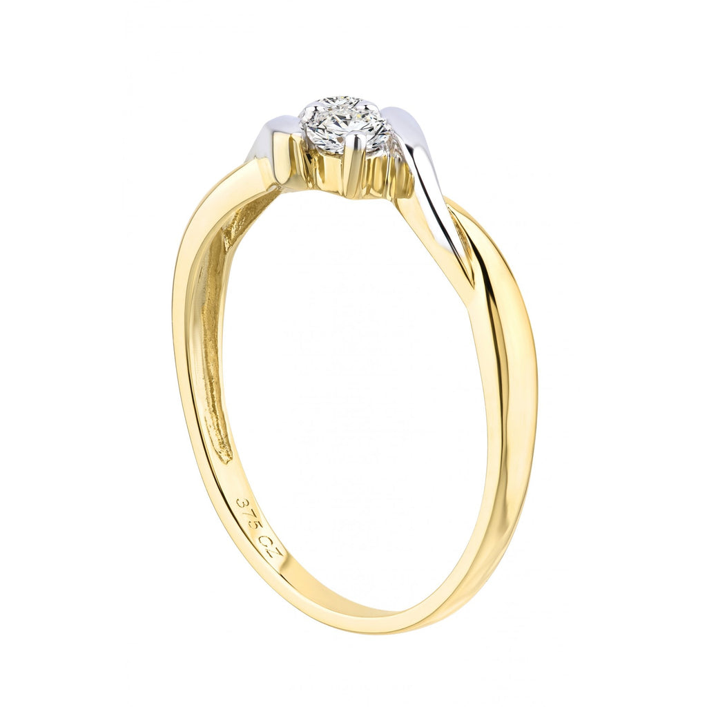 9ct Yellow Gold and Rhodium Plated Cublic Zirconia Ring