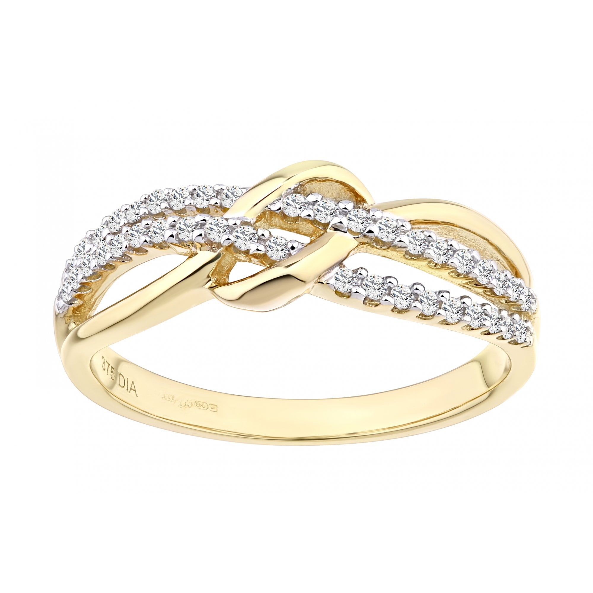 9ct Gold 0.20 Carat Natural Diamond Crossover Ring