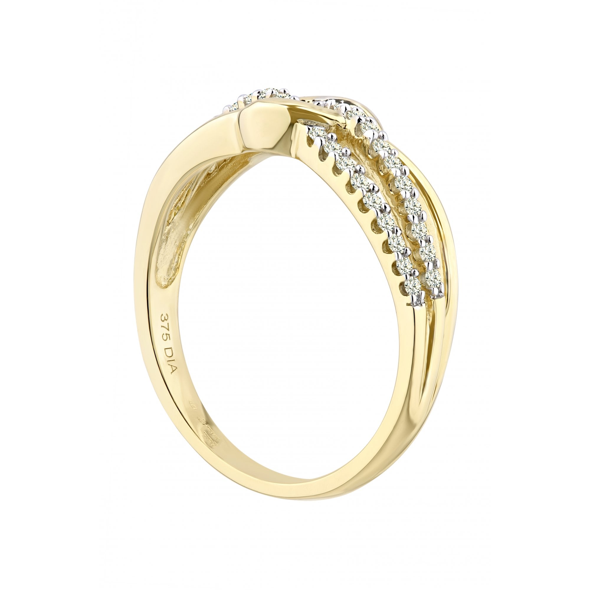 9ct Gold 0.20 Carat Natural Diamond Crossover Ring