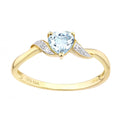 9ct Yellow Gold Sky Blue Topaz and Diamond Heart Solitaire Engagement Ring