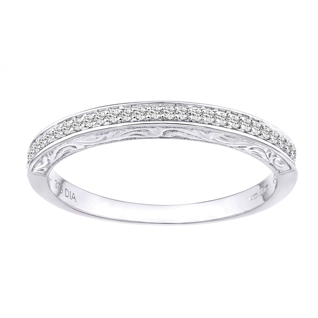 9ct White Gold 0.10 Carat Natural Diamond Eternity Band Ring