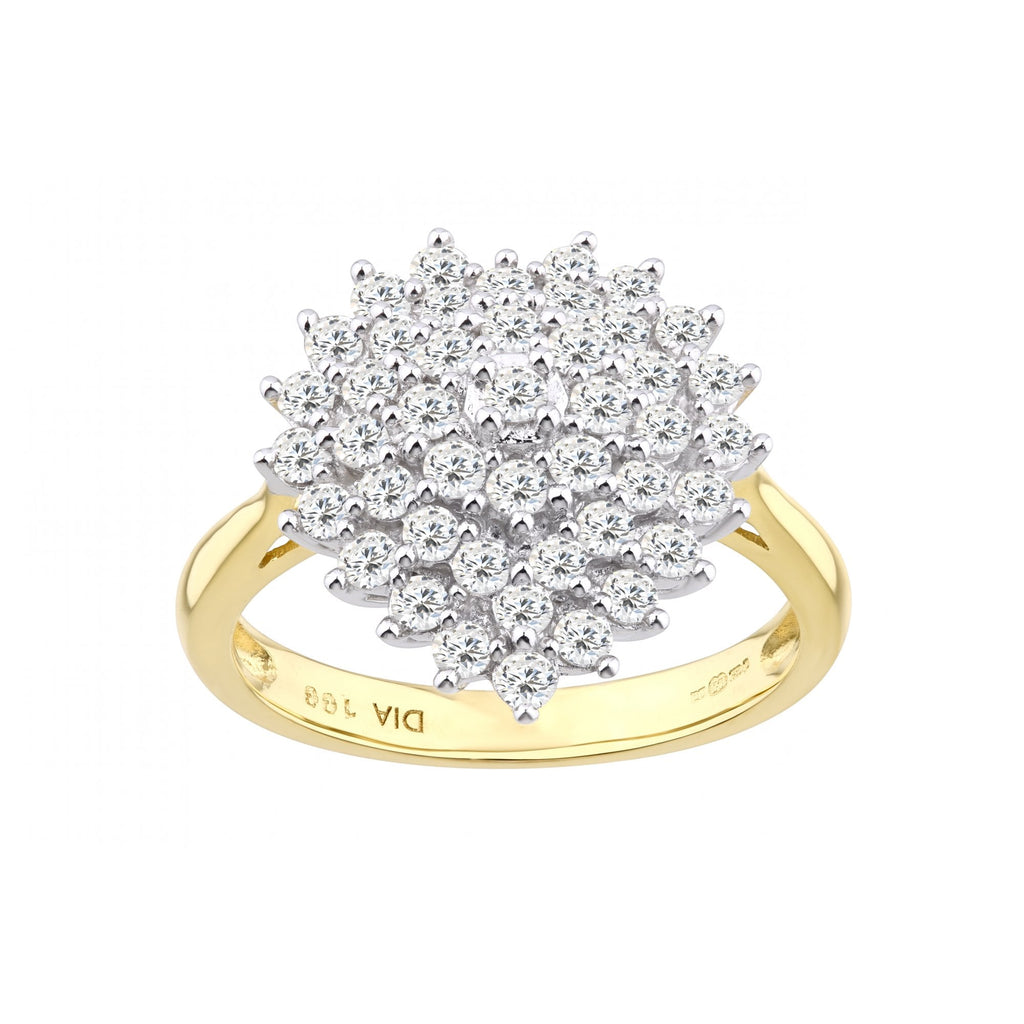 Diamond Cluster Ring 18ct Yellow Gold 1 Carat | Prime Jewellery
