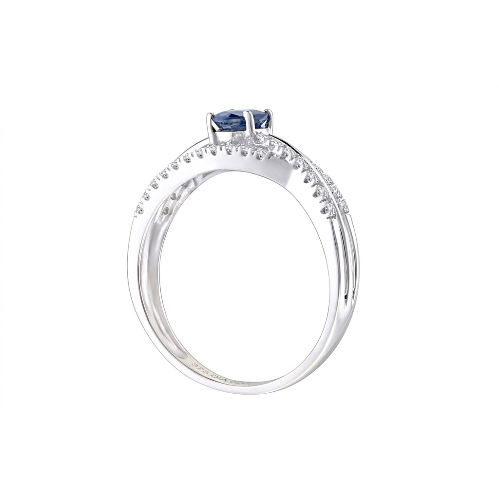 0.8 Ct Oval Natural Blue Sapphire and Diamond Cocktail & Dress Ring in 9ct White Gold