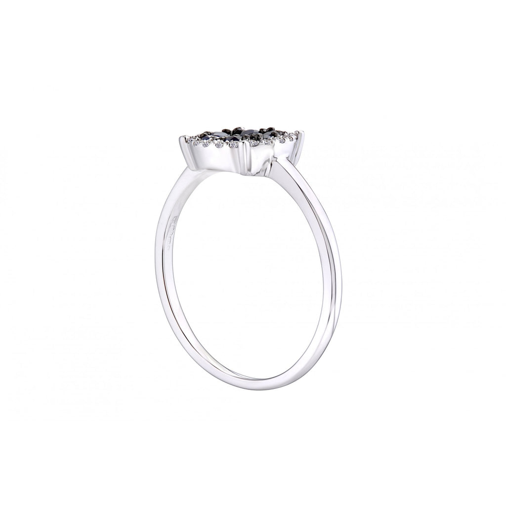 Round Natural Blue Sapphire and Diamond Disc Cluster Ring in 9ct White Gold