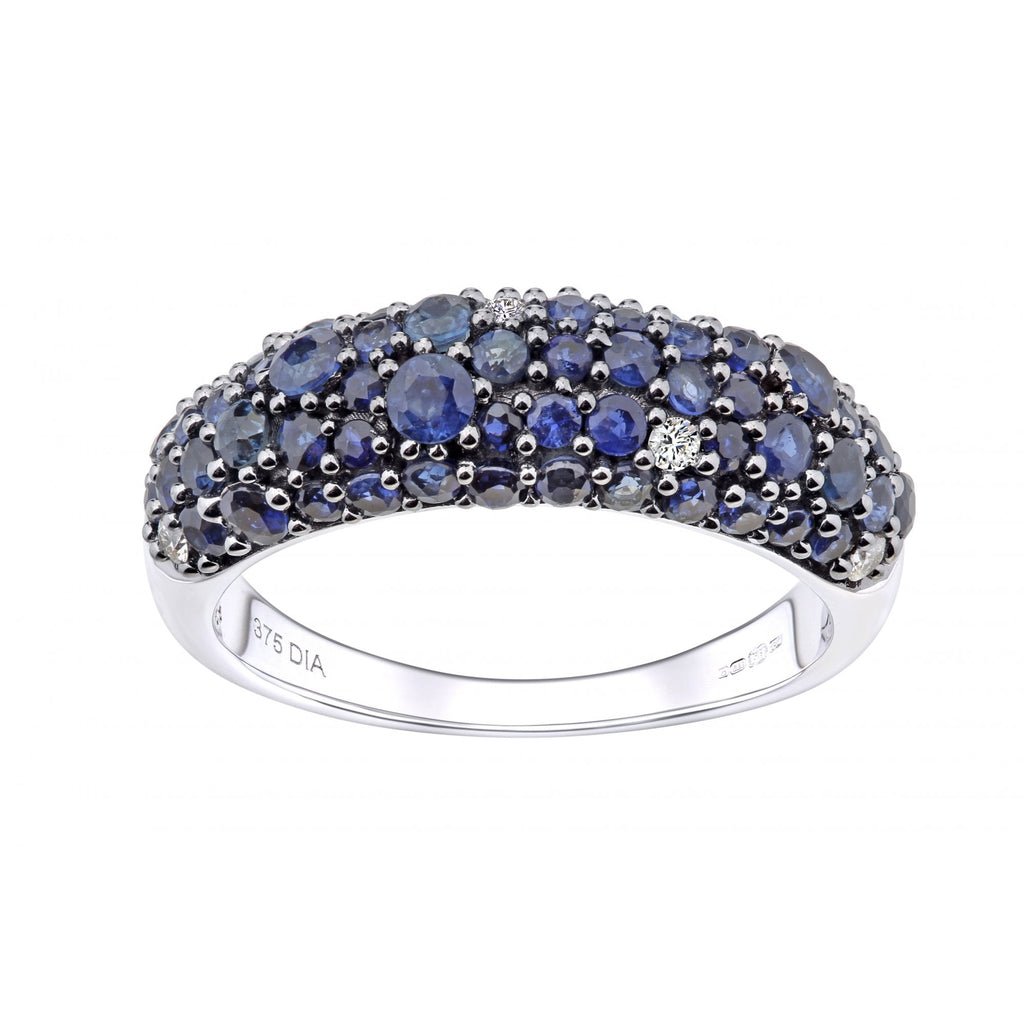 1.9 Ct Round Natural Blue Sapphire and Diamond Cocktail Eternity Ring in 9ct White Gold