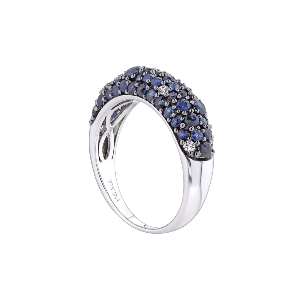 1.9 Ct Round Natural Blue Sapphire and Diamond Cocktail Eternity Ring in 9ct White Gold