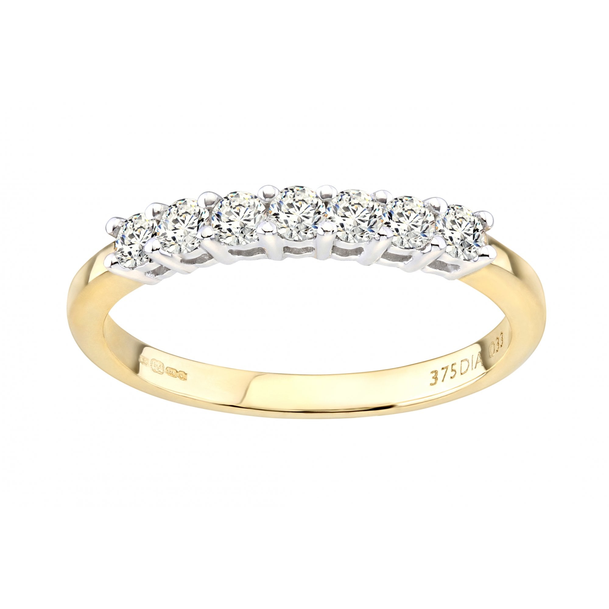 9ct Gold 0.33 Carat Natural Diamond 7 Stone Engagement Ring