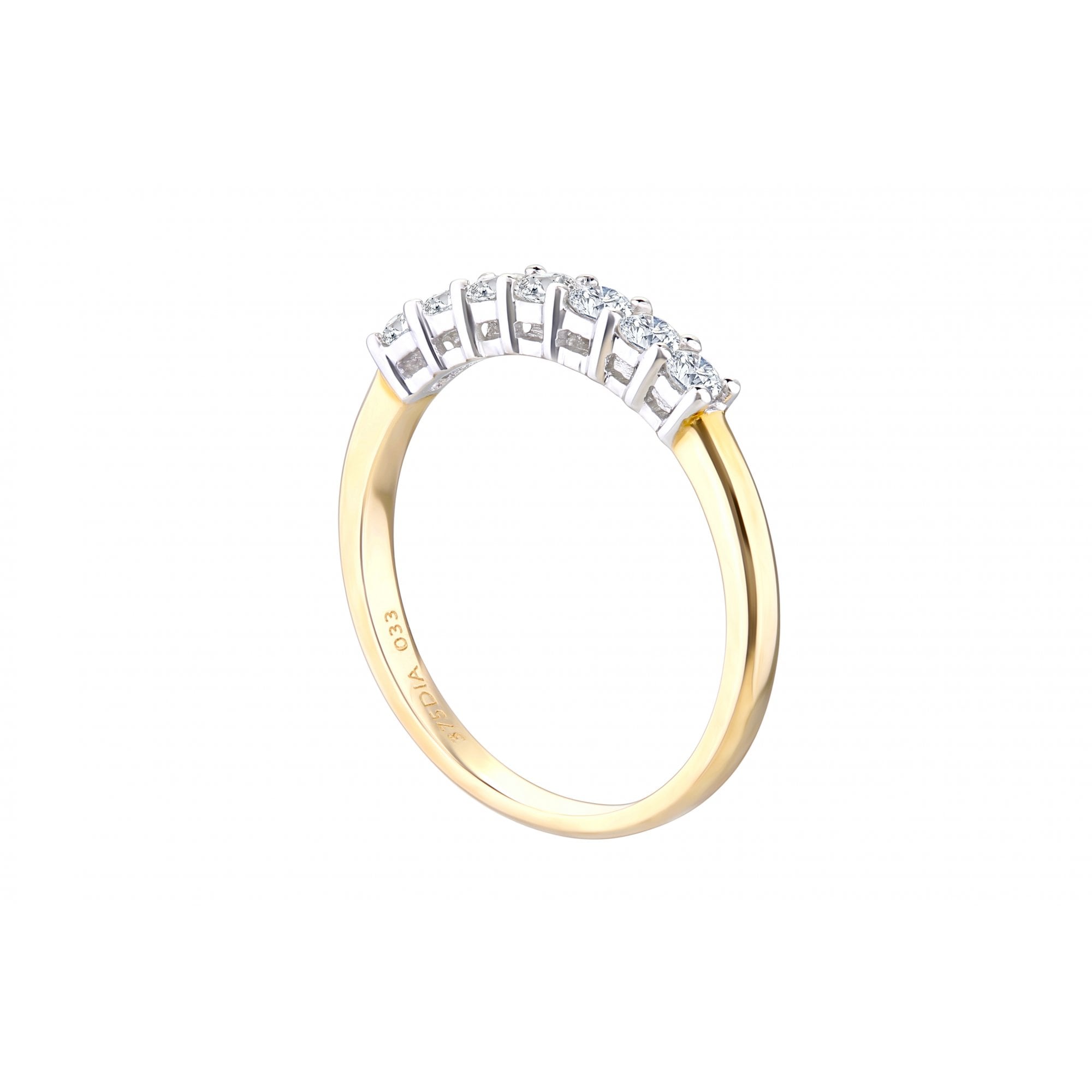9ct Gold 0.33 Carat Natural Diamond 7 Stone Engagement Ring