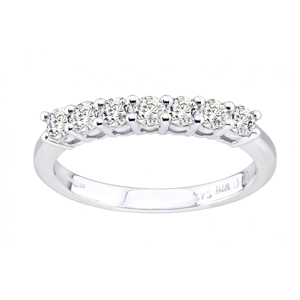 Platinum 0.50 Carat Natural Diamond 7 Stone Eternity Ring