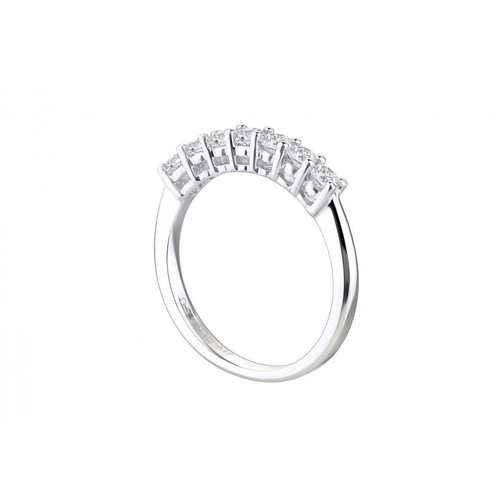Platinum 0.50 Carat Natural Diamond 7 Stone Eternity Ring