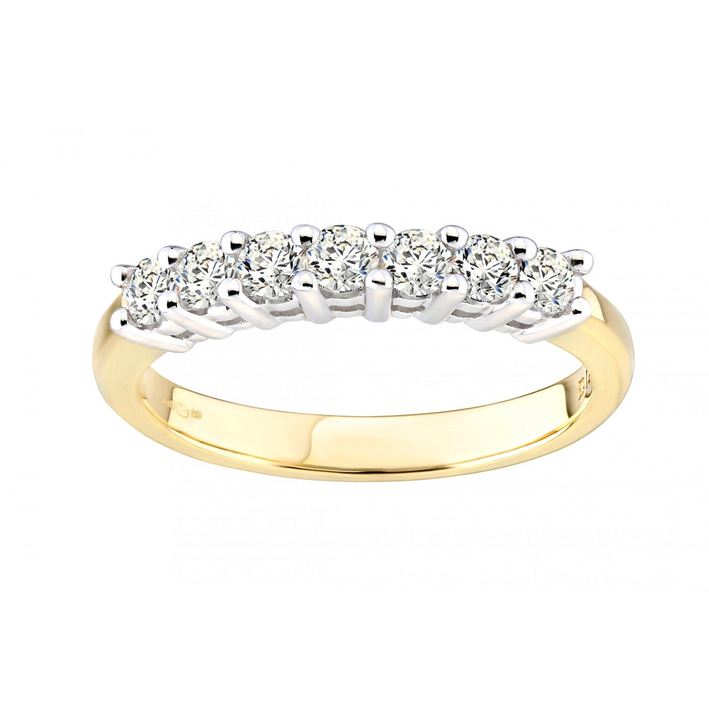 18ct Yellow Gold 0.50 Carat Natural Diamond 7 Stone Eternity Ring
