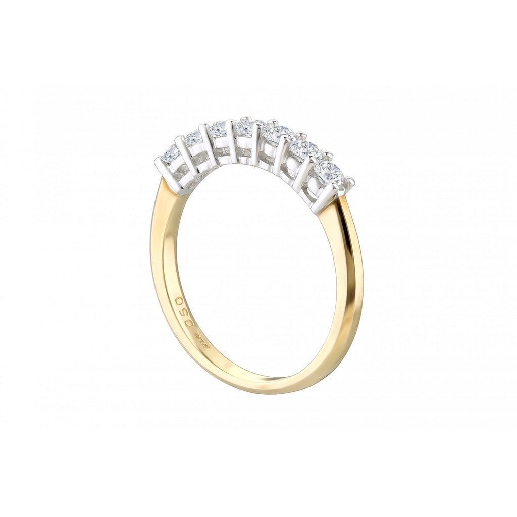 18ct Yellow Gold 0.50 Carat Natural Diamond 7 Stone Eternity Ring