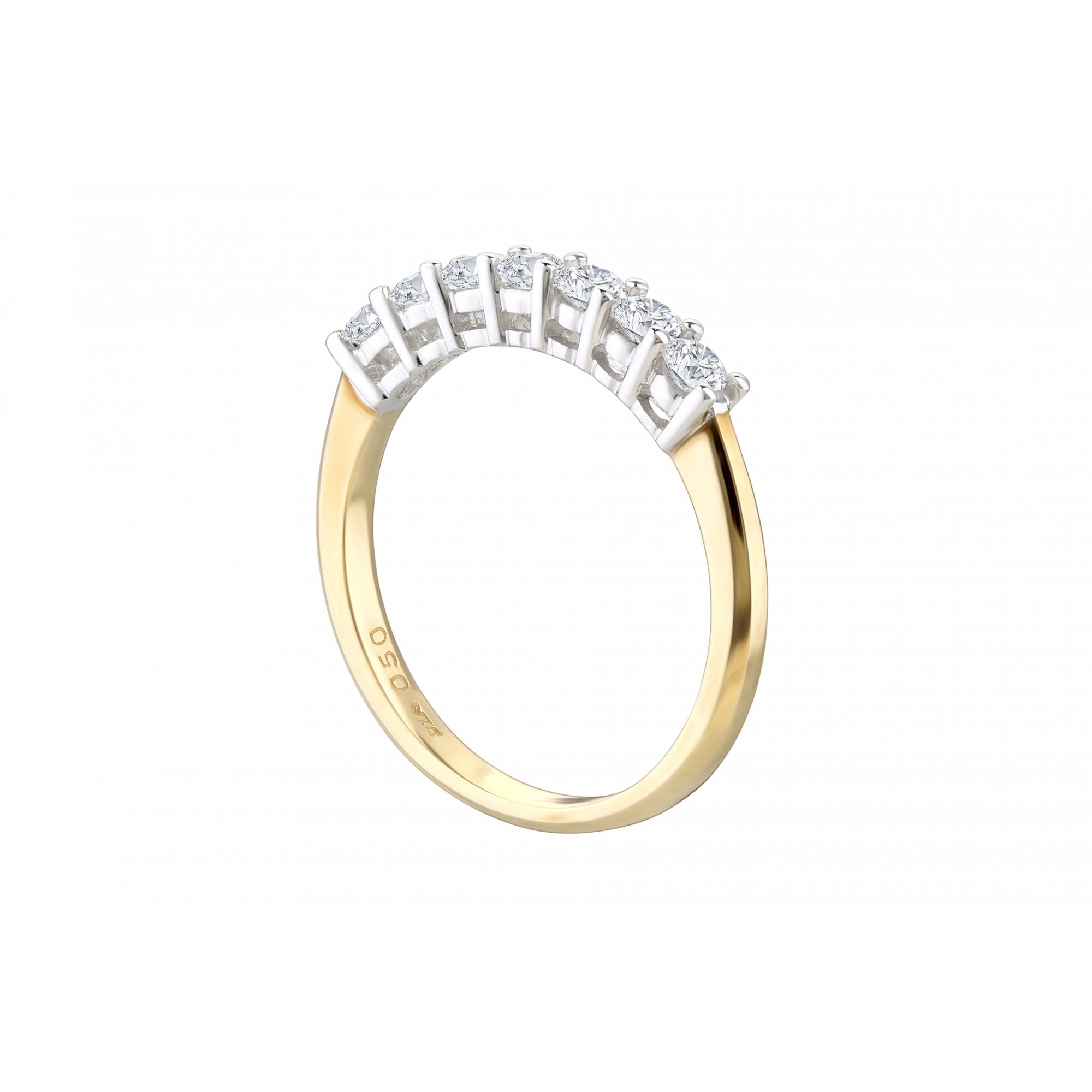 18ct Yellow Gold 0.50 Carat Natural Diamond 7 Stone Eternity Ring