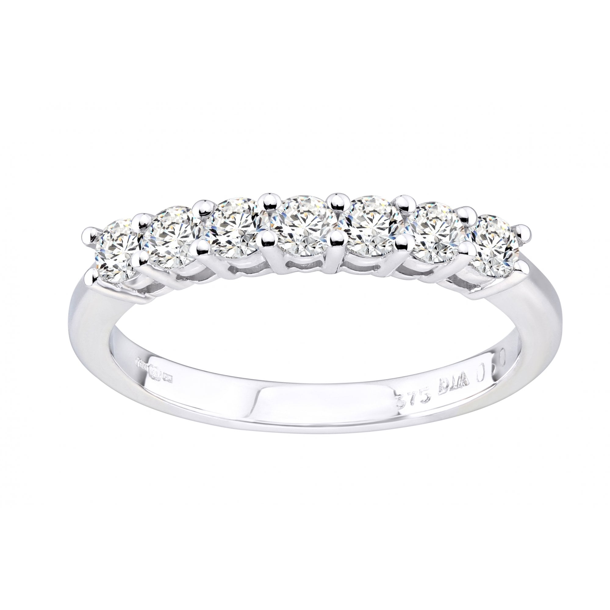 18ct White Gold 0.50 Carat Natural Diamond 7 Stone Eternity Ring