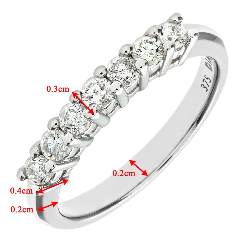 18ct White Gold 0.50 Carat Natural Diamond 7 Stone Eternity Ring