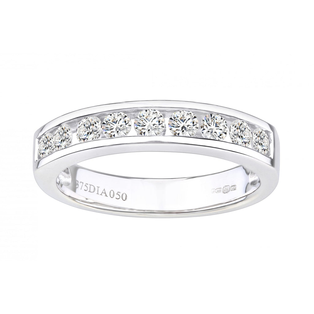 Platinum 0.50 Carat Natural Diamond Channel Set Eternity Band Ring