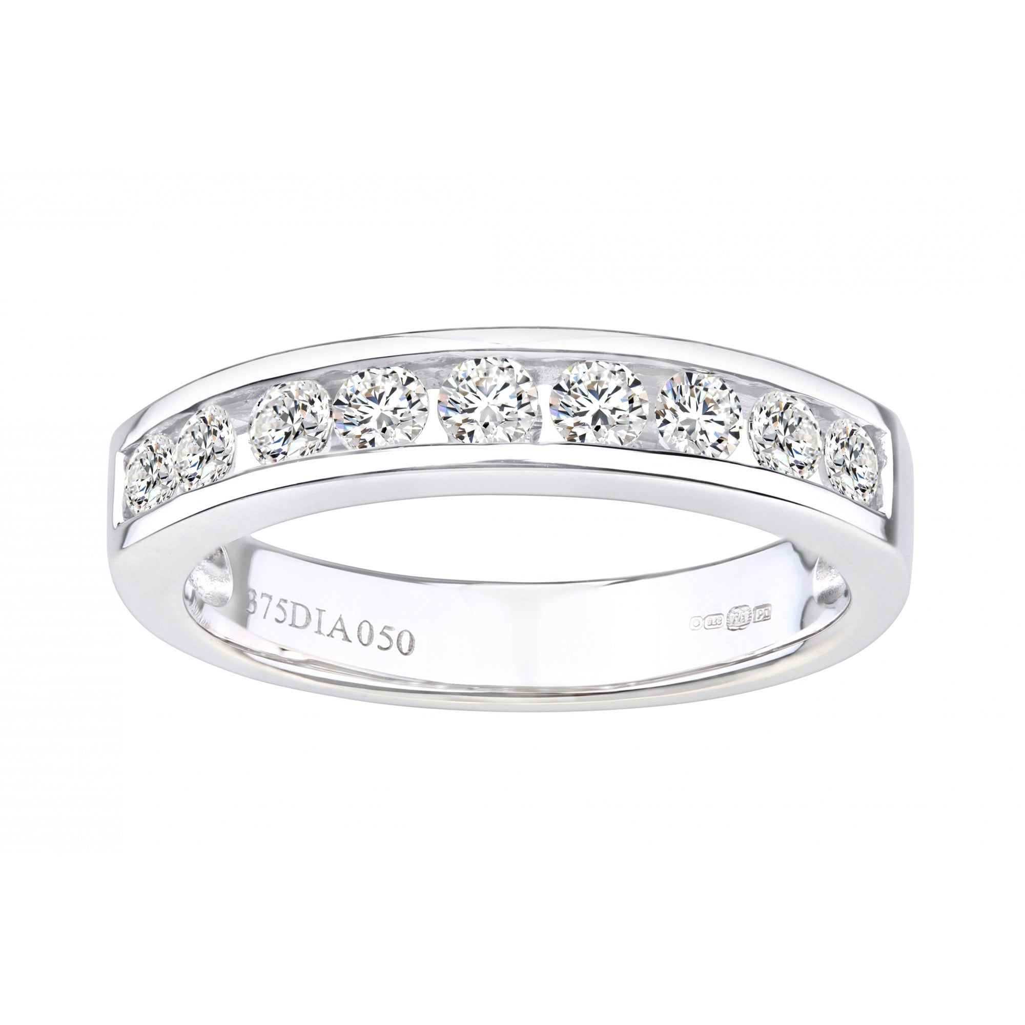18ct White Gold 0.50 Carat Natural Diamond Channel Set Eternity Band Ring