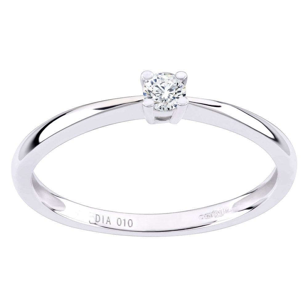 9ct White Gold Natural Diamond Solitaire Engagement Ring Round Brilliant
