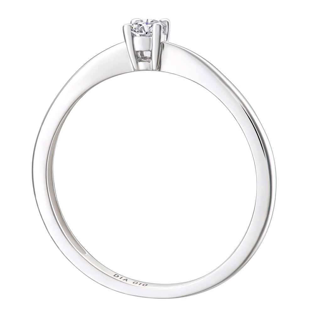 9ct White Gold Natural Diamond Solitaire Engagement Ring Round Brilliant