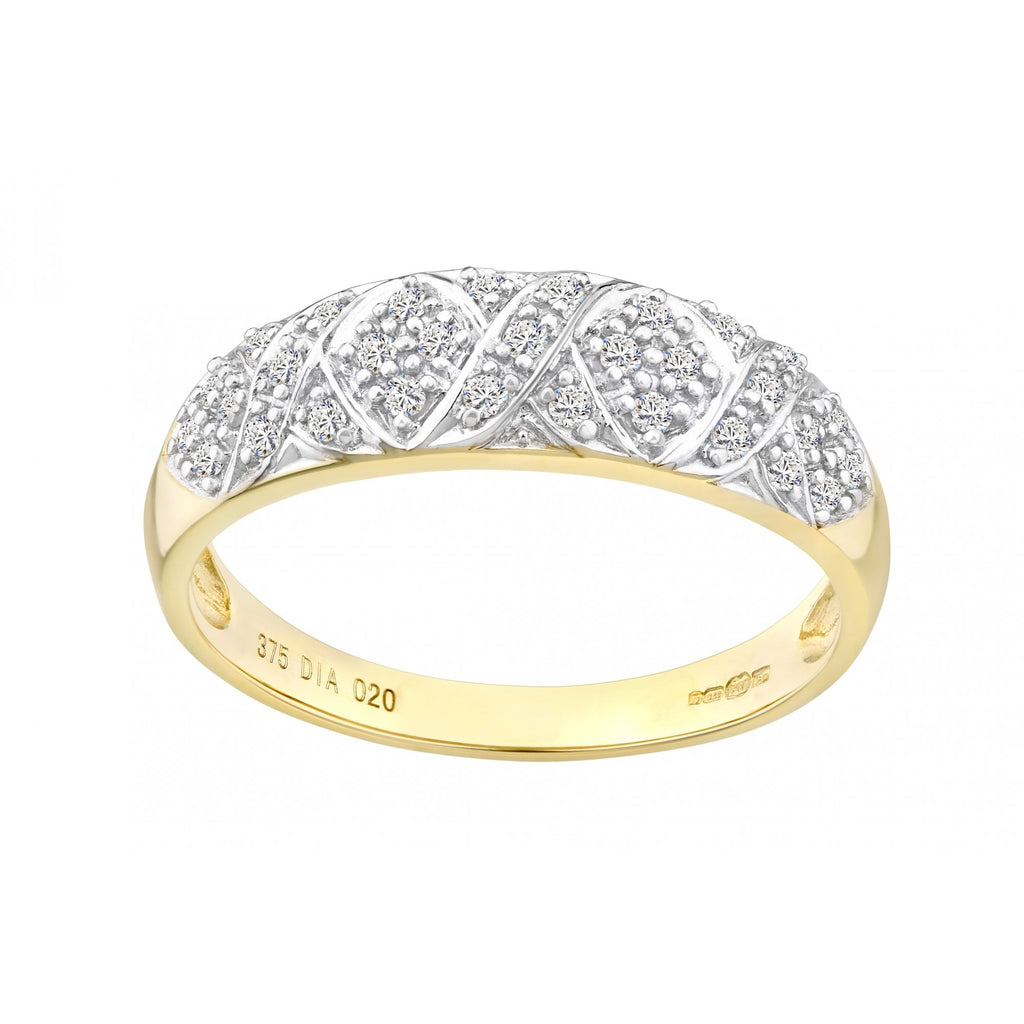 9ct Gold 0.20 Carat Natural Diamond Art Deco Wedding Ring