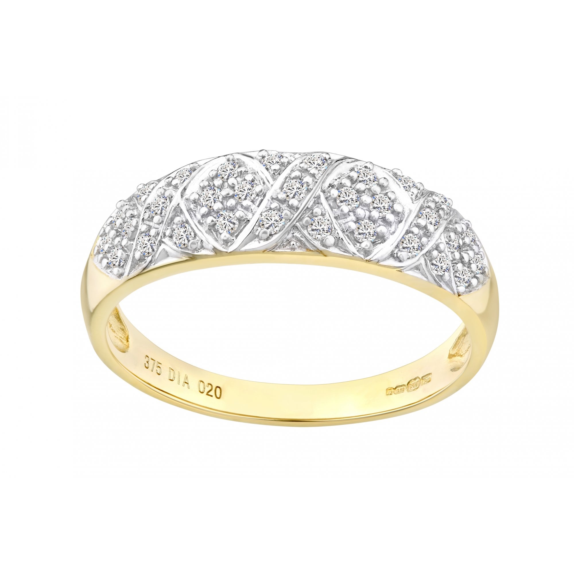 9ct Gold 0.20 Carat Natural Diamond Art Deco Wedding Ring