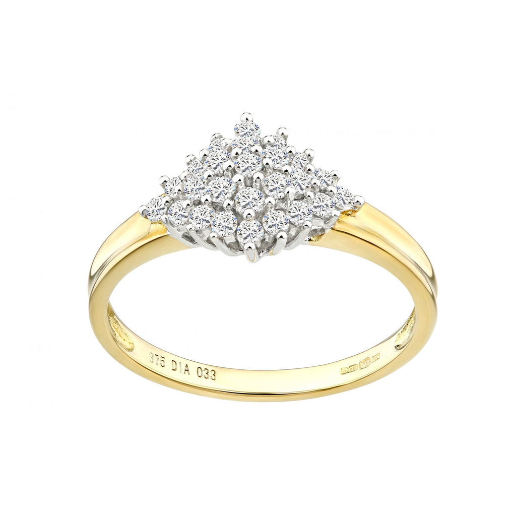 9ct Gold 0.33 Carat Natural Diamond Cluster Engagement Ring