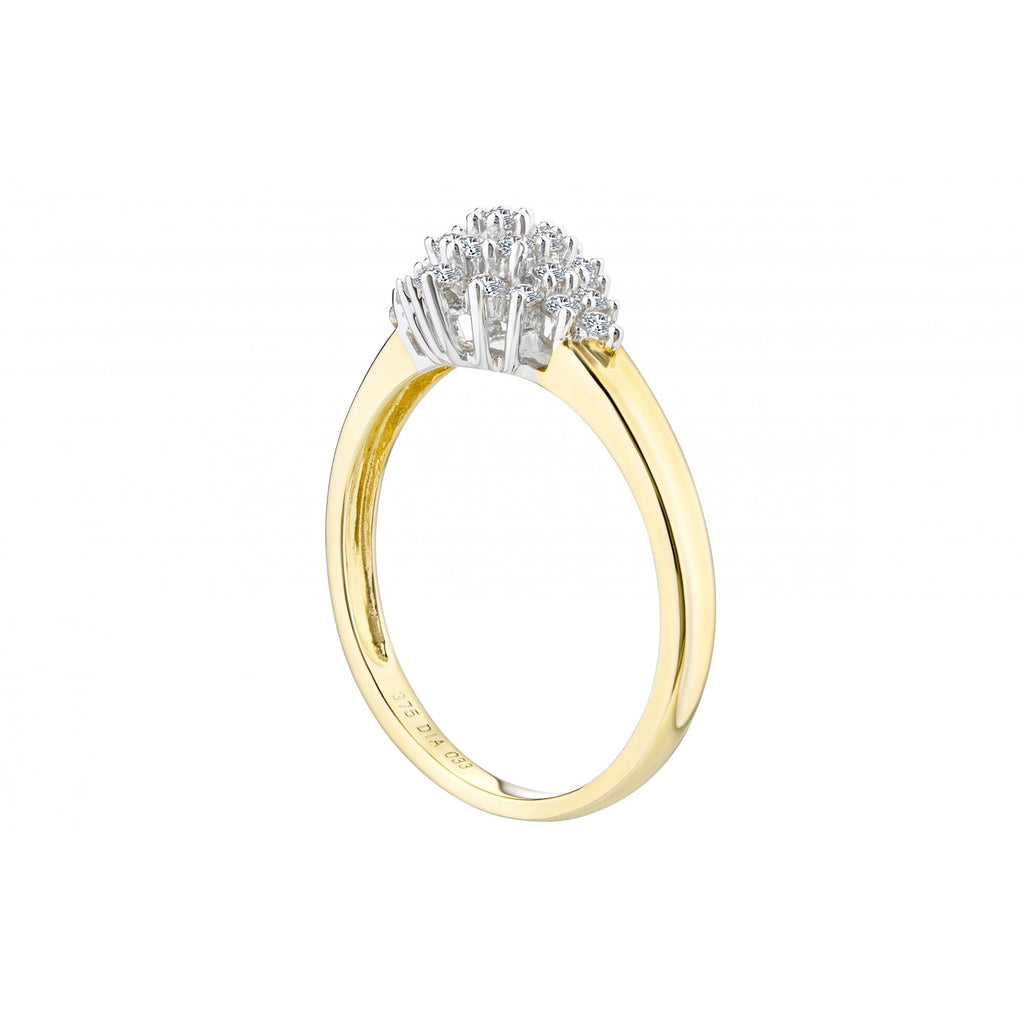9ct Gold 0.33 Carat Natural Diamond Cluster Engagement Ring