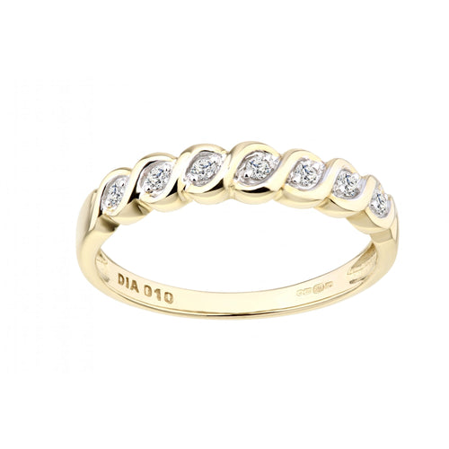 9ct Gold 0.10 Carat Natural Diamond Spiral Eternity Ring