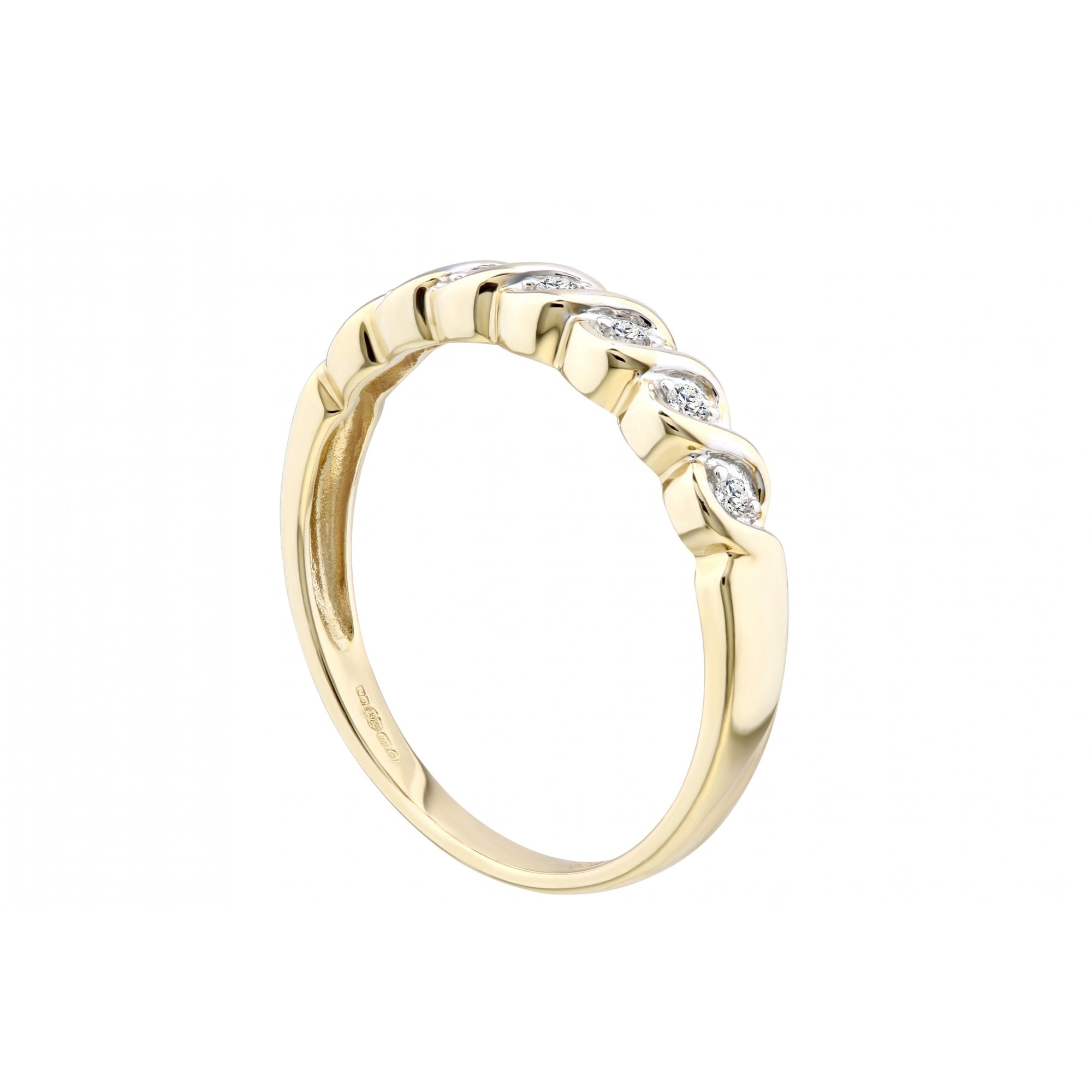 9ct Gold 0.10 Carat Natural Diamond Spiral Eternity Ring