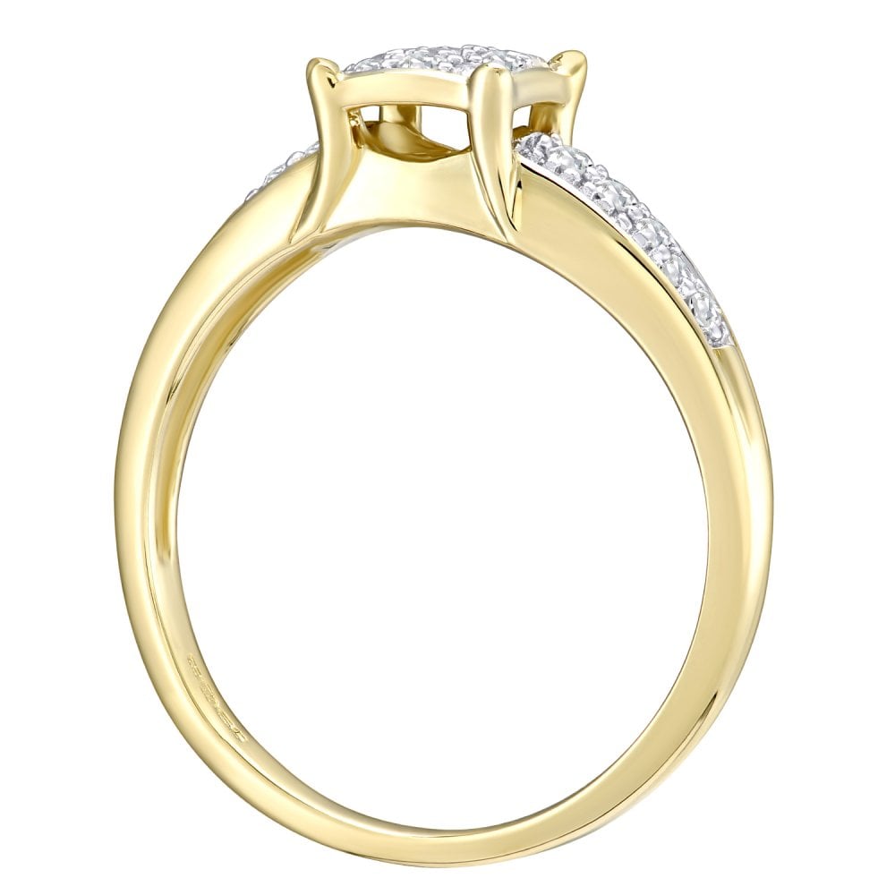9ct Gold 0.25 Carat Natural Diamond Cluster Ring