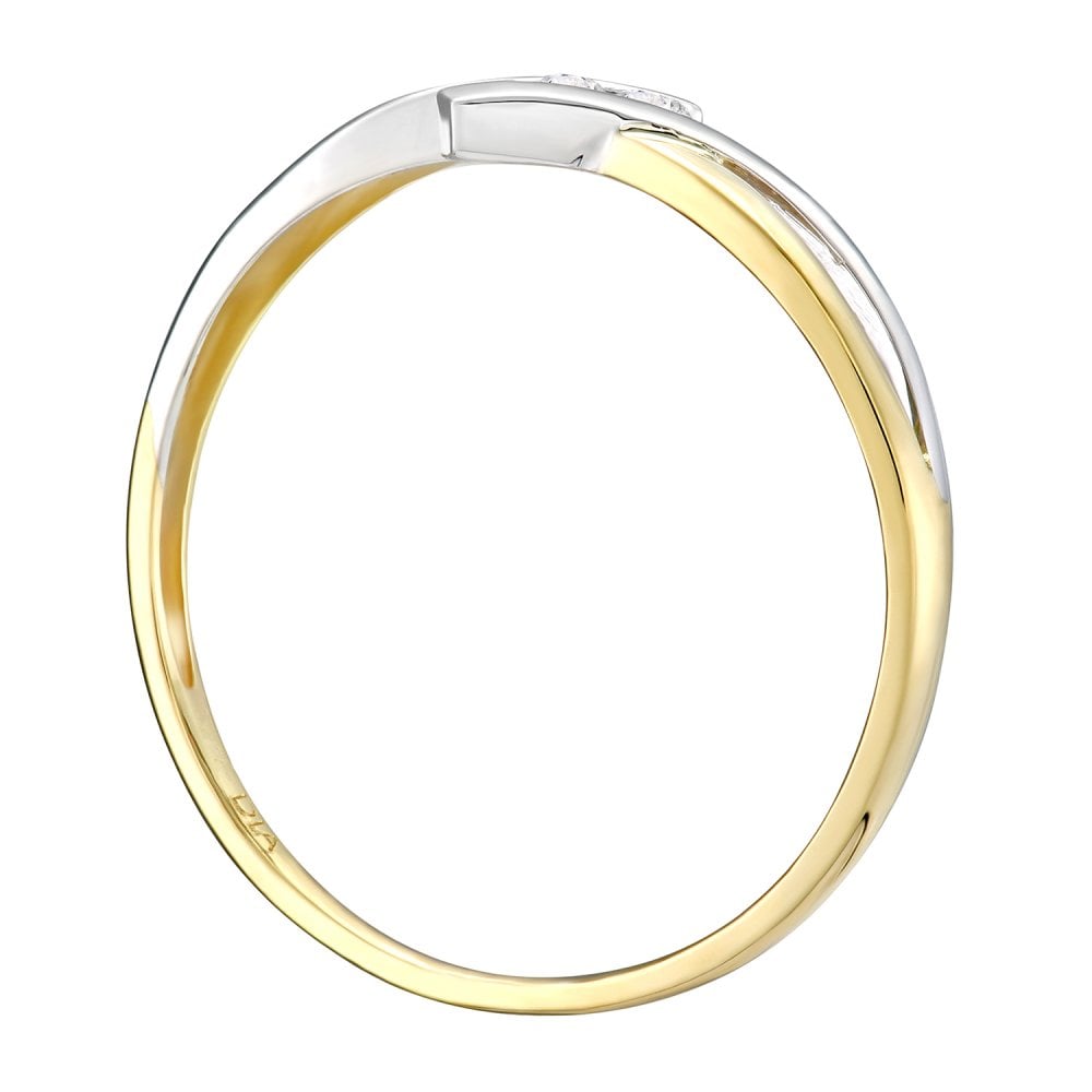 9ct Yellow and White Gold Natural Diamond Trilogy Bypass Ring