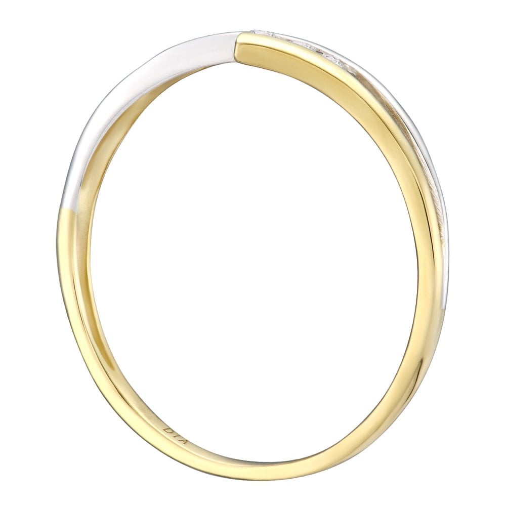 9ct Yellow and White Gold Natural Diamond Trilogy Fancy Bypass Ring