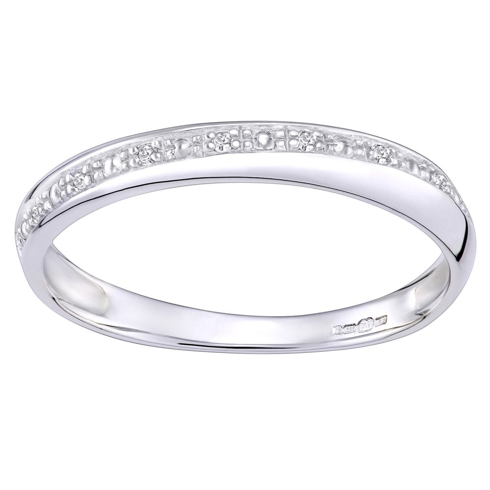 9ct White Gold Natural Diamond Pave Set Eternity Ring