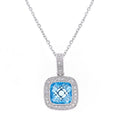 9ct White Gold 1.75ct Swiss Blue Topaz Cushion Halo Pendant