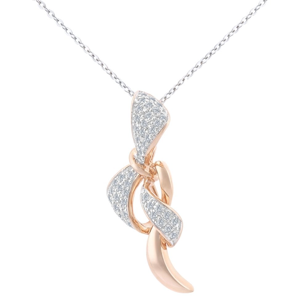 9ct Rose Gold 0.13 Carat Natural Diamond Knot Necklace