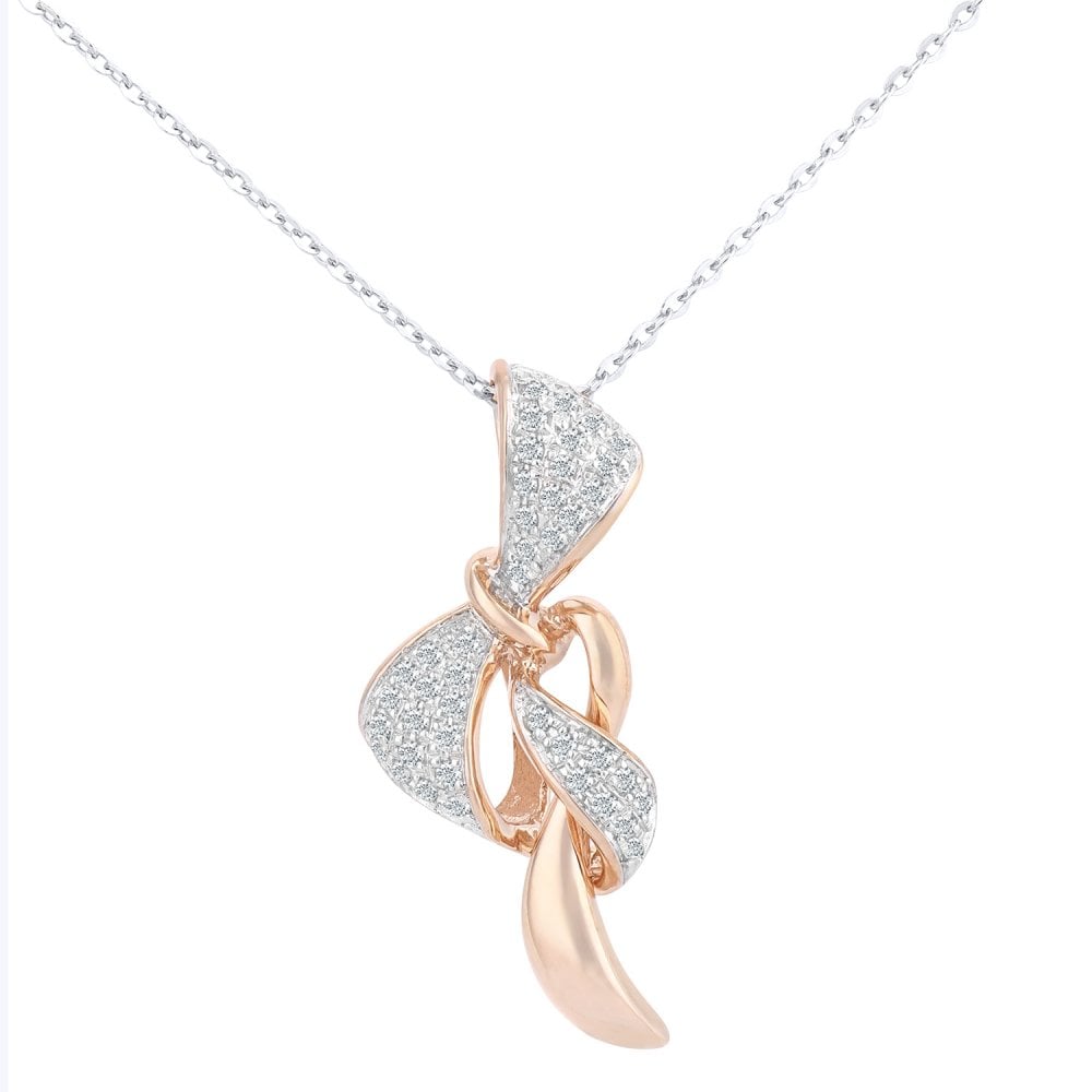9ct Rose Gold 0.13 Carat Natural Diamond Knot Necklace