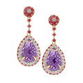 18ct Yellow Gold Multi Gem Teardrop 0.50ct Diamond Earrings